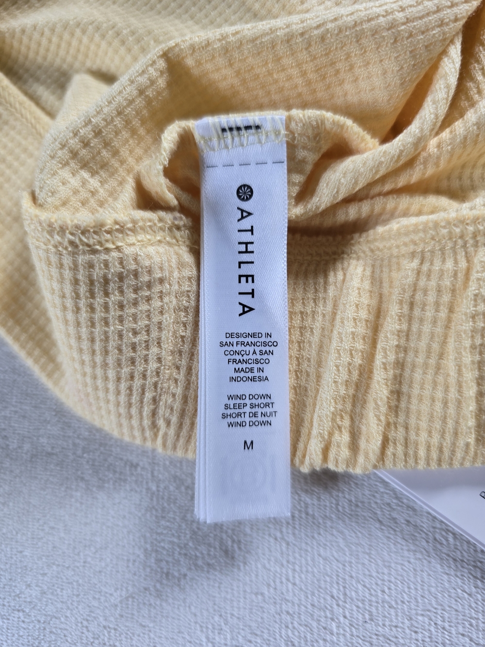 Athleta▪️Wind Down Sleep Short Waffle-Knit in Light Yellow - Picture 7 of 11